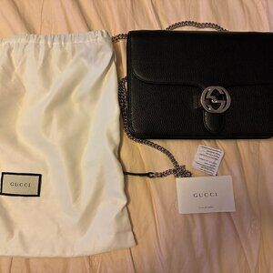 Gucci Interlocking GG Purse Leather Crossbody Bag